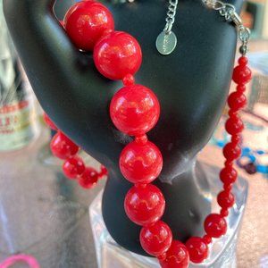 **  PENDING  **  Bright red Claire's graduated necklace